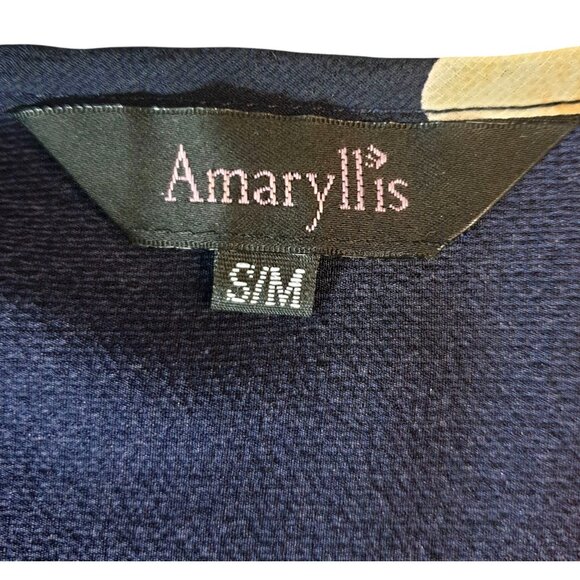 Amaryllis Open-Front Kimono S/M Cardigan Floral Navy Lightweight Casual Layering - Picture 6 of 6